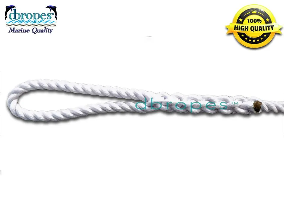 1/2" X 5' Three Strand Mooring Pendant 100% Nylon Rope with Thimble. (Tensile Strength 6.400 Lbs.) Made in USA. FREE EXPEDITED SHIPPING