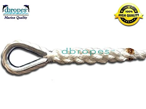 1/2" X 5' Three Strand Mooring Pendant 100% Nylon Rope with Thimble. (Tensile Strength 6.400 Lbs.) Made in USA. FREE EXPEDITED SHIPPING