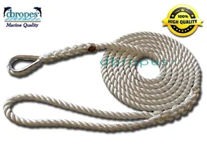 1/2" X 5' Three Strand Mooring Pendant 100% Nylon Rope with Thimble. (Tensile Strength 6.400 Lbs.) Made in USA. FREE EXPEDITED SHIPPING