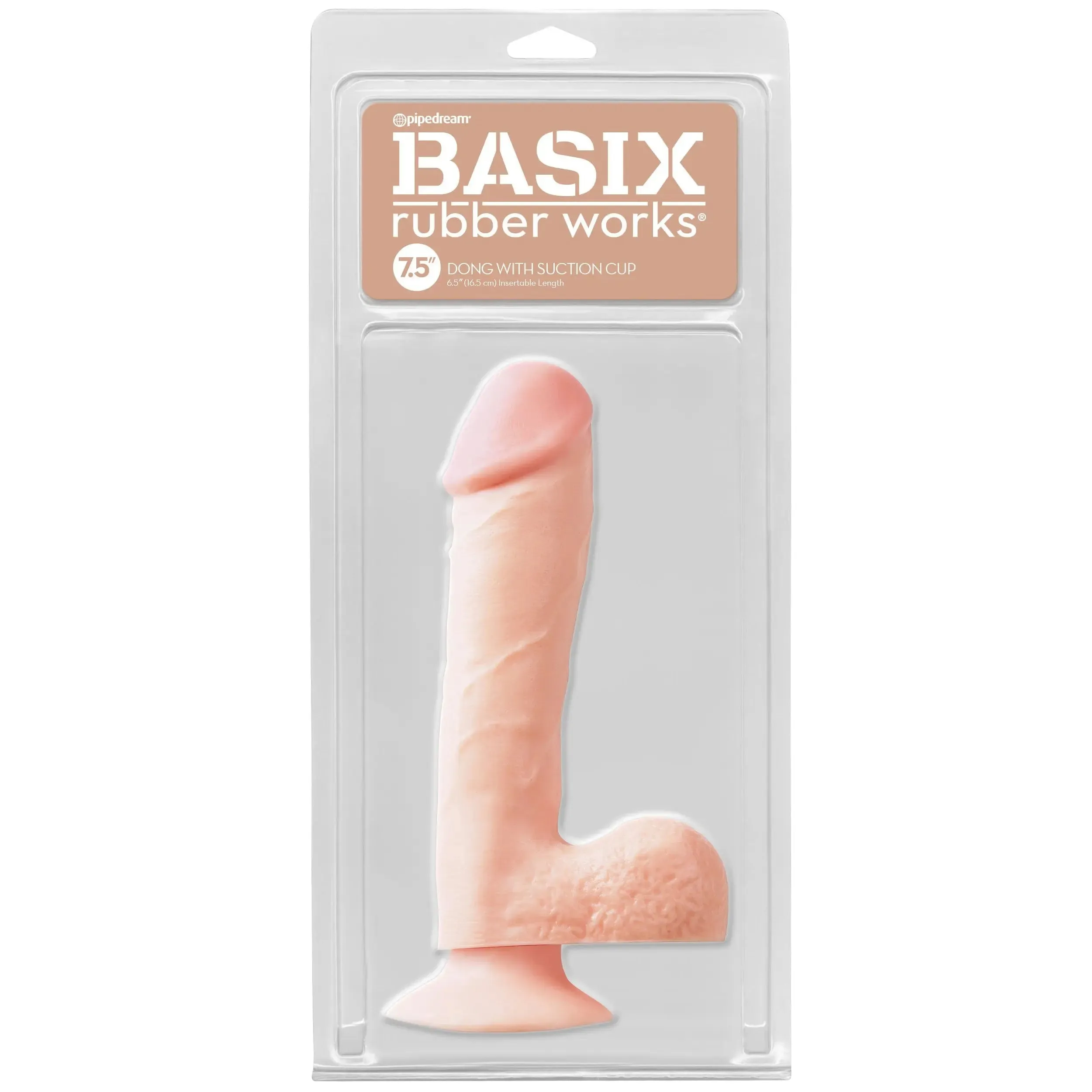 Basix Rubber Works - 7.5 Inch Dong With Suction Cup - Flesh