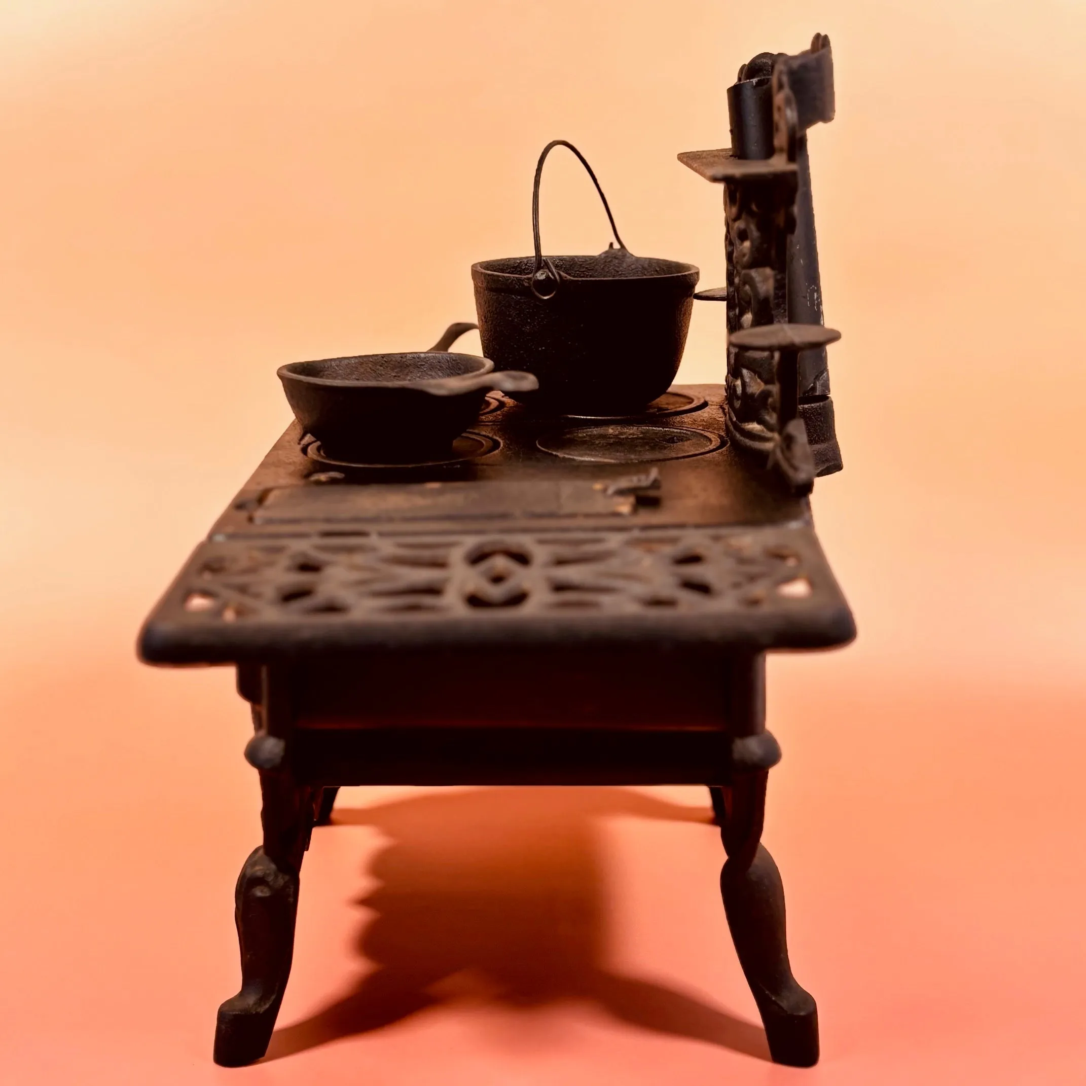 Circa 1950's Medium Sized Crescent Cast Iron Toy Stove