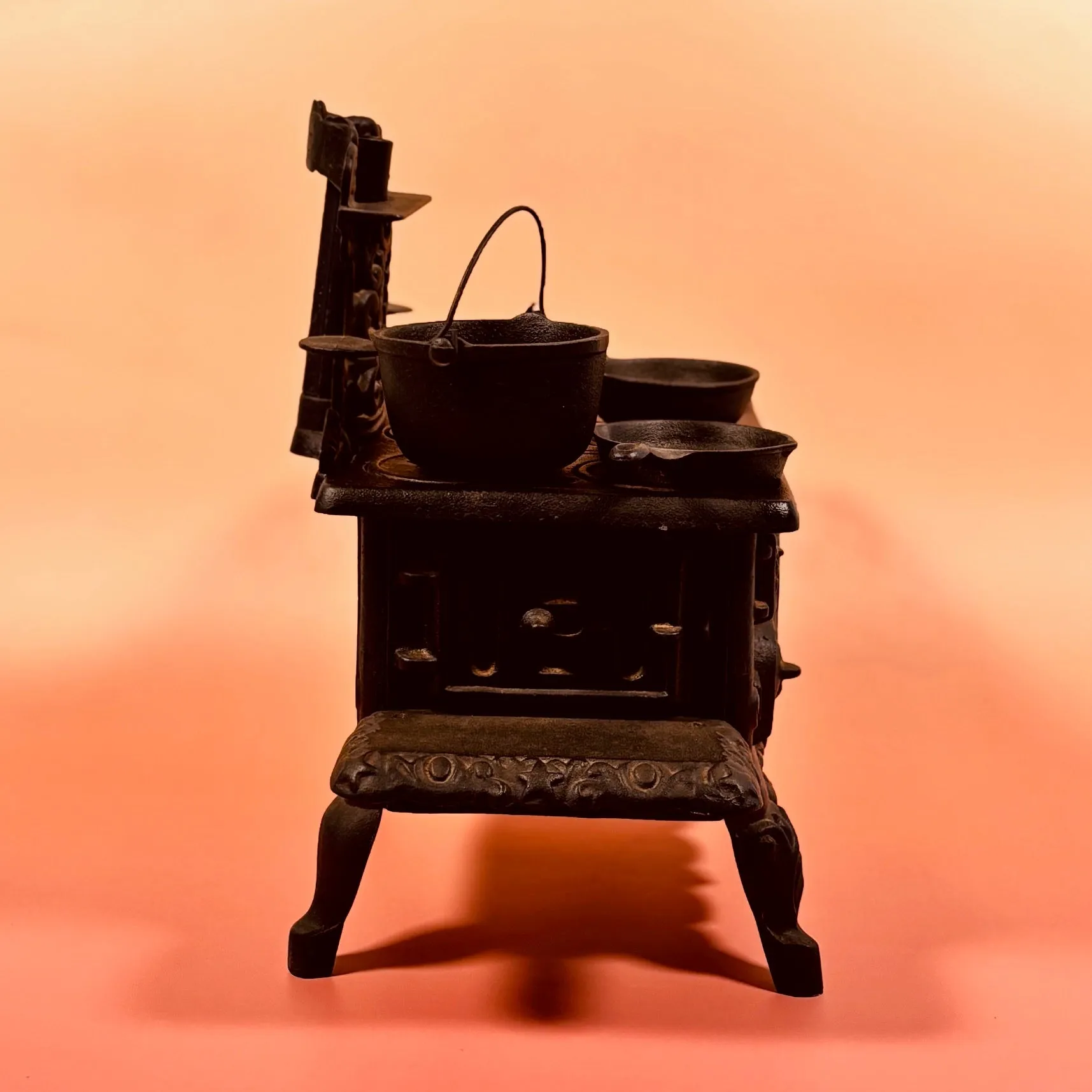 Circa 1950's Medium Sized Crescent Cast Iron Toy Stove