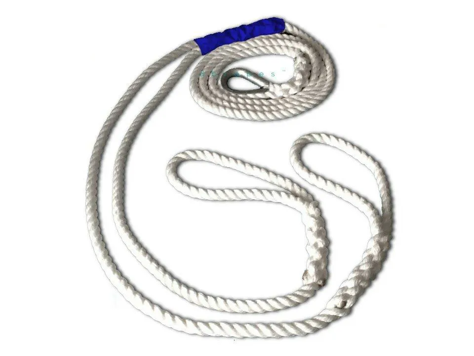 Custom 5/8" X 11' Three Strand Double Mooring Pendant 100% Nylon Rope with Stainless Steel Thimble (Tensile Strength 10400 Lbs.) Made in USA.