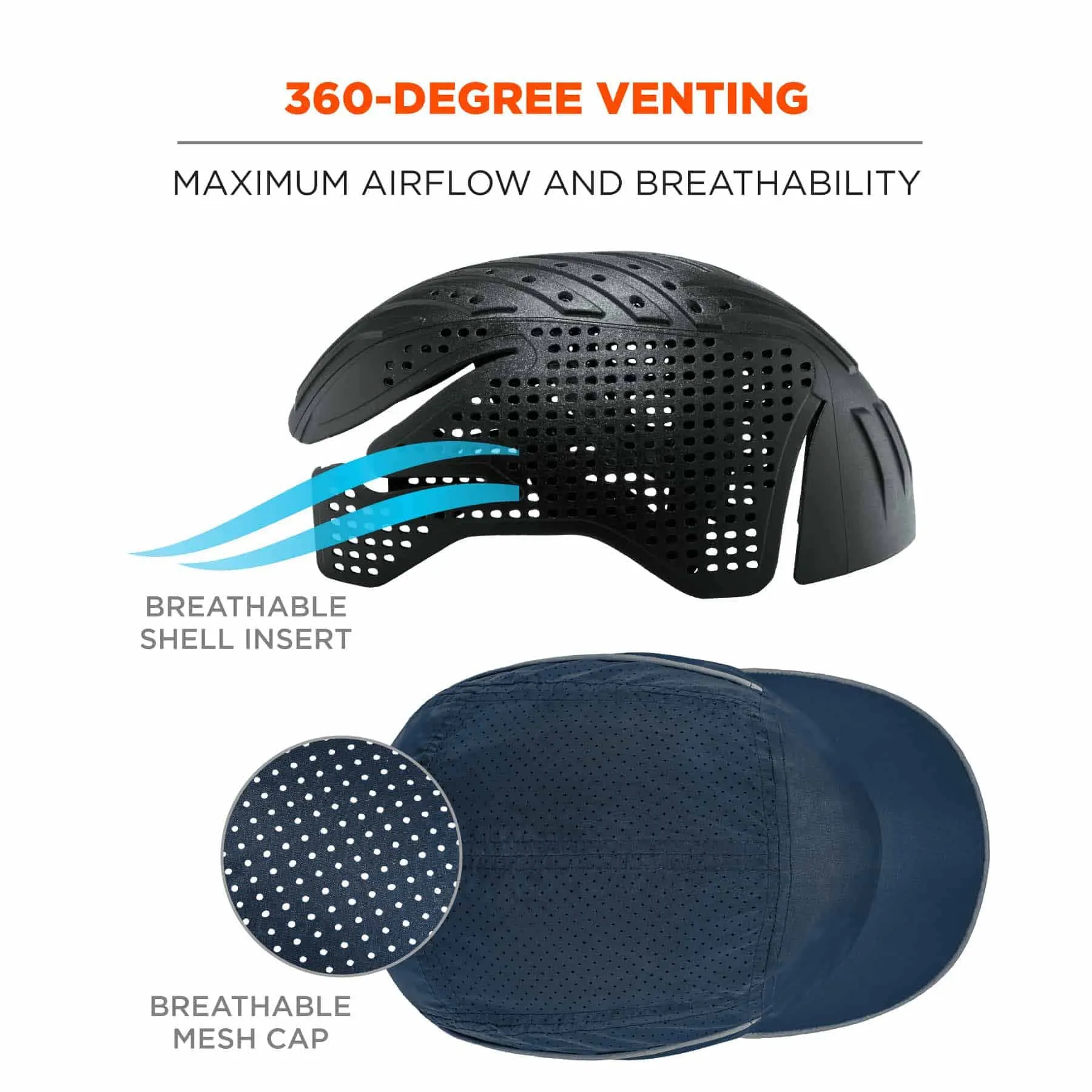 Ergodyne 23339 8965 Long Brim Navy Lightweight Bump Cap Hat   LED Lighting
