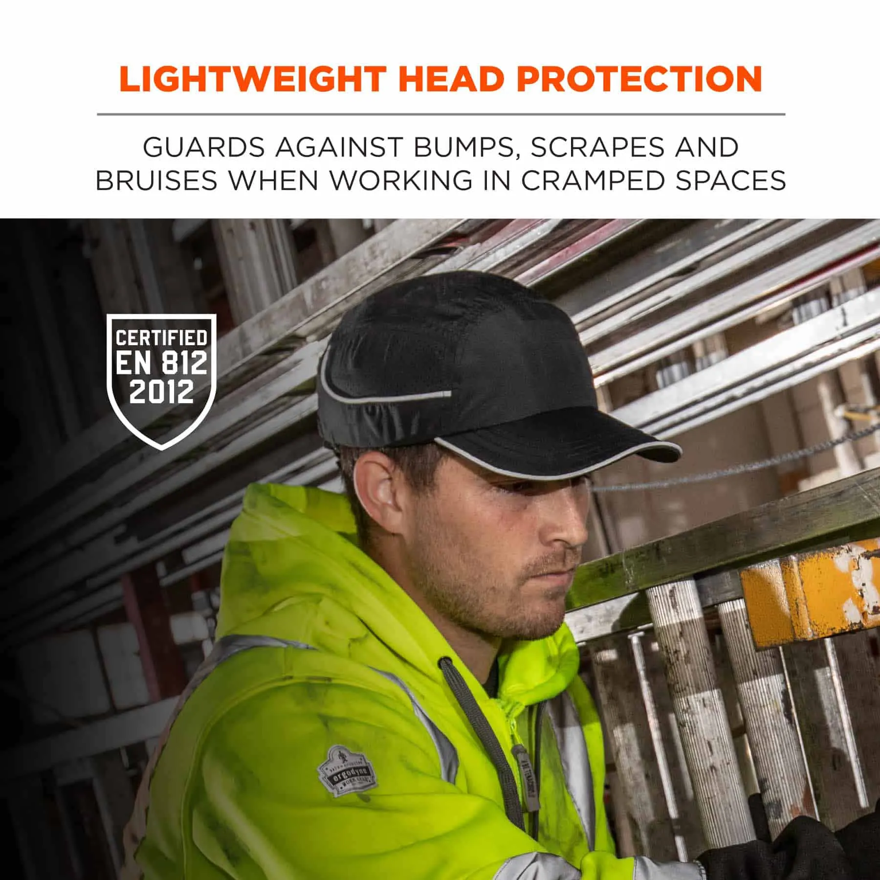 Ergodyne 23339 8965 Long Brim Navy Lightweight Bump Cap Hat   LED Lighting