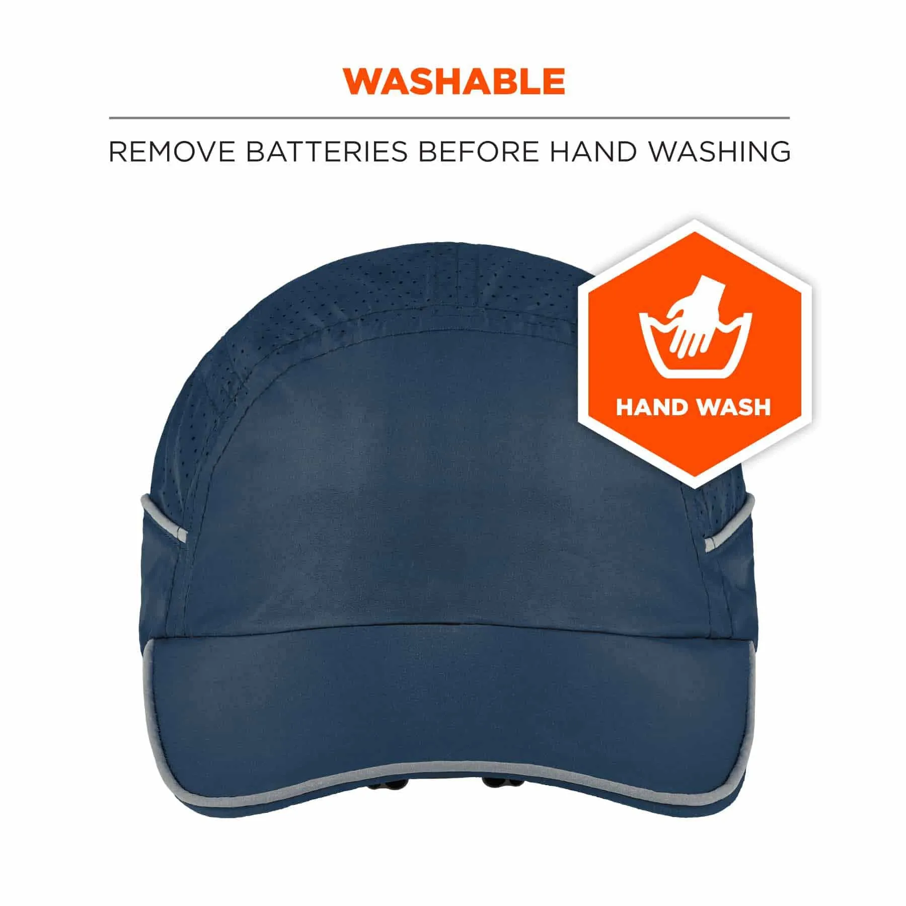 Ergodyne 23339 8965 Long Brim Navy Lightweight Bump Cap Hat   LED Lighting