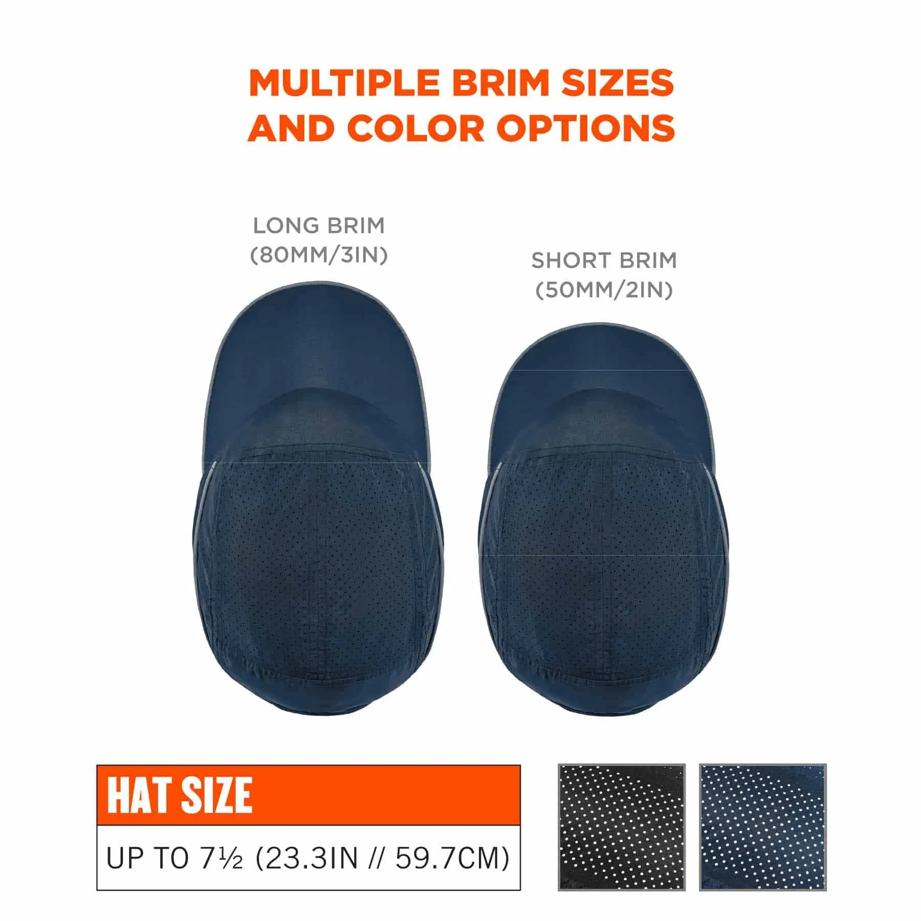 Ergodyne 23339 8965 Long Brim Navy Lightweight Bump Cap Hat   LED Lighting