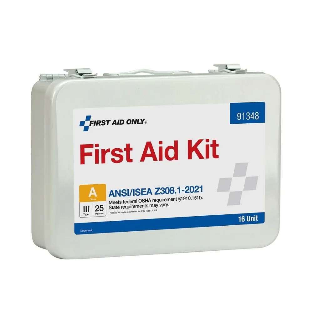 First Aid Only 91348 16 Unit First Aid Kit, 2021 ANSI A,  Metal Case