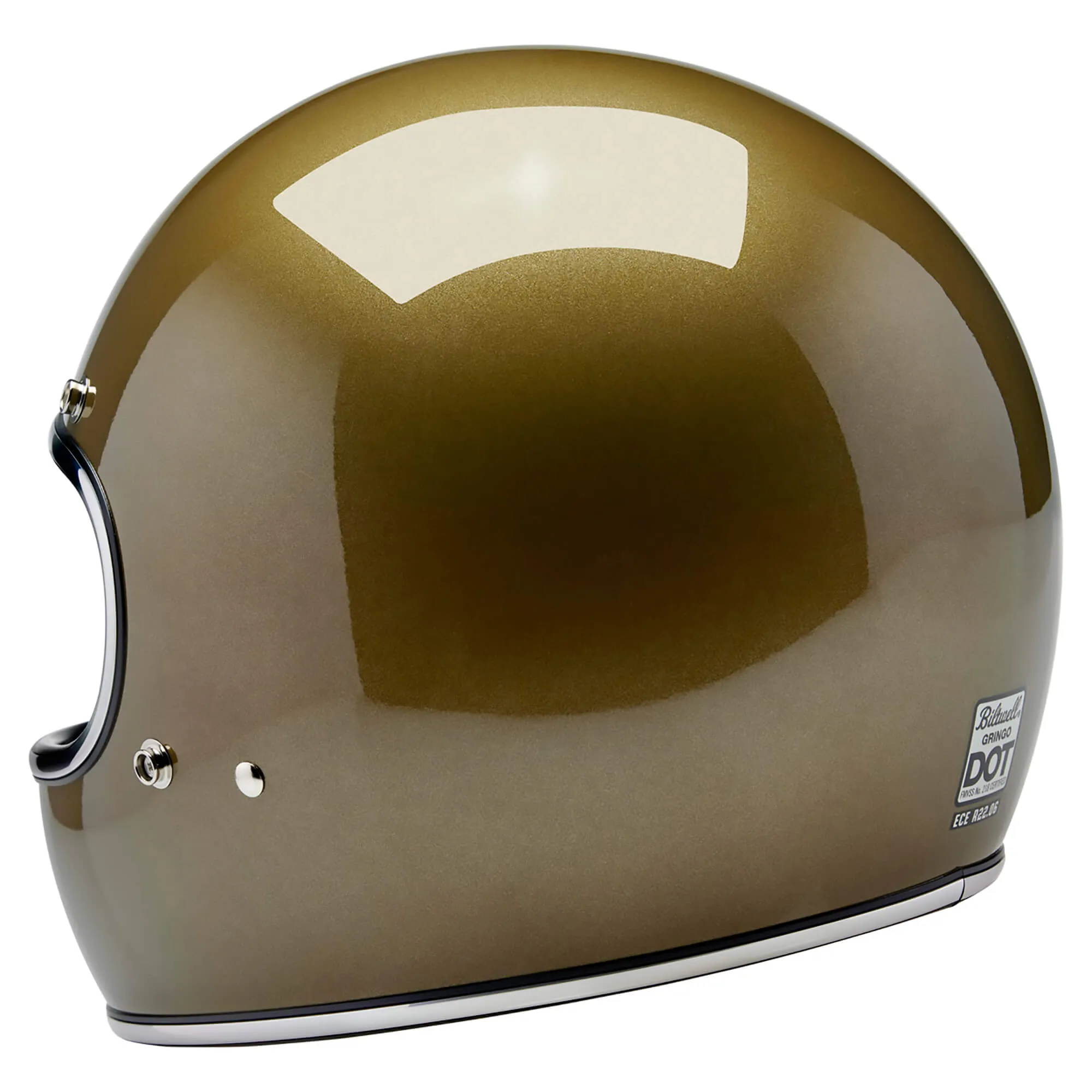 Gringo DOT/ECE R22.06 Approved Full Face Helmet - Ugly Gold Metallic