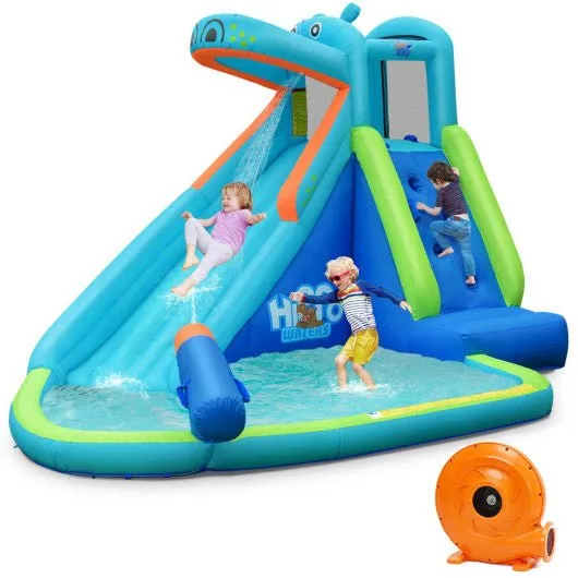 Hippo Inflatable Water Slide Bounce House with Blower