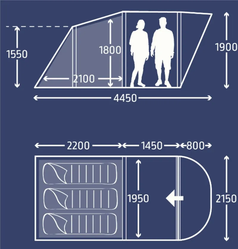 Optimized title: 3-Person Kampa Brean Poled Tent Package