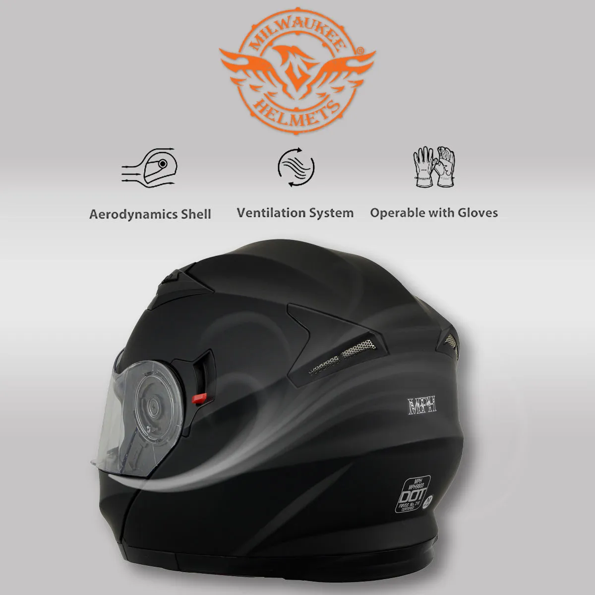 Milwaukee Performance Helmets MPH9803DOT 'Ionized' Matte Black