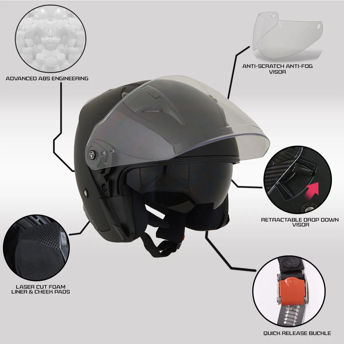 Milwaukee Performance Helmets MPH9805DOT 'Shift' Open Face 3/4 Matte