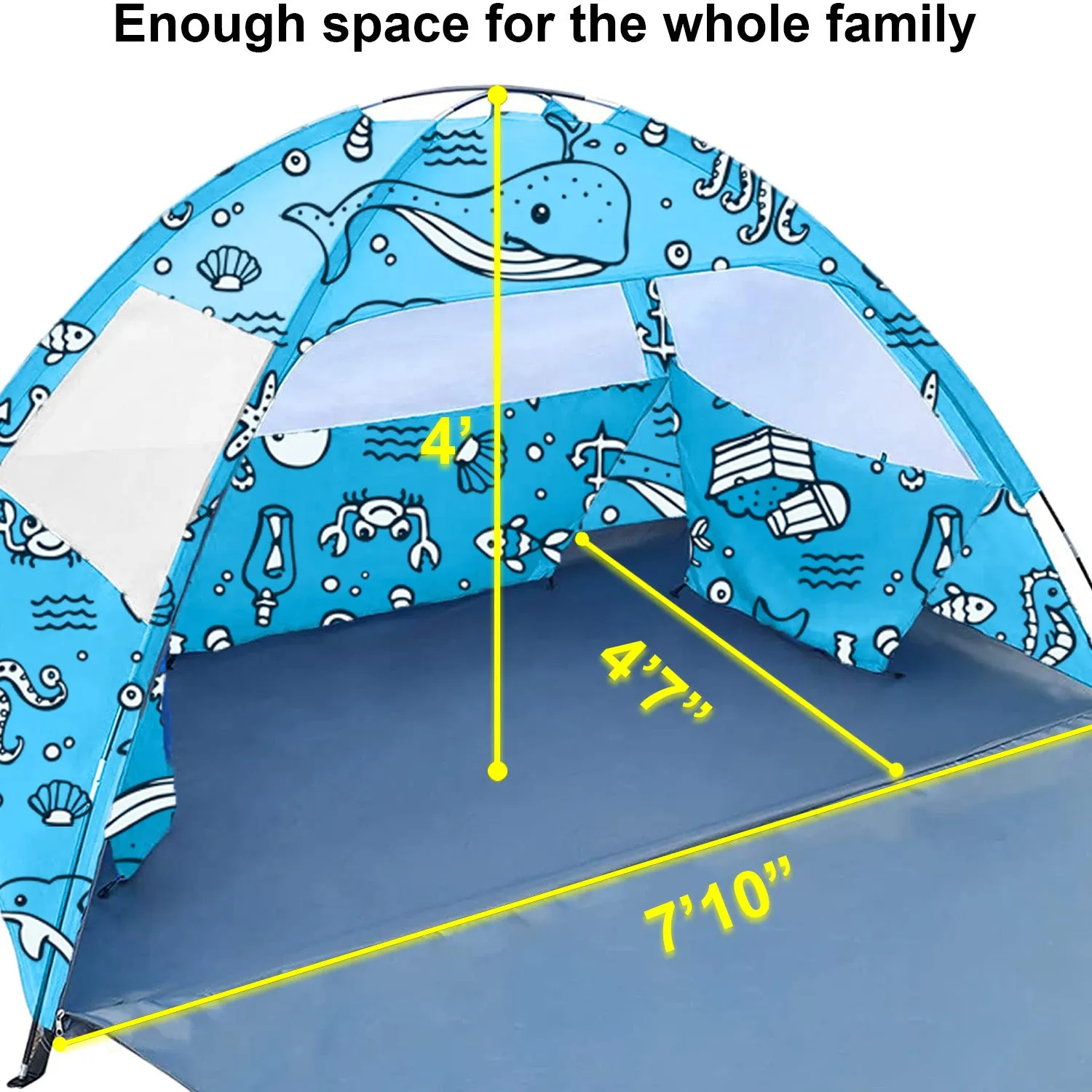 Ocean World Theme Beach Baby Tent, Large Beach Tent for Baby, Beach and Whole Family