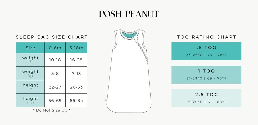 Posh Peanut 1.0 Tog Sleeveless Sleep Bag - Cadet