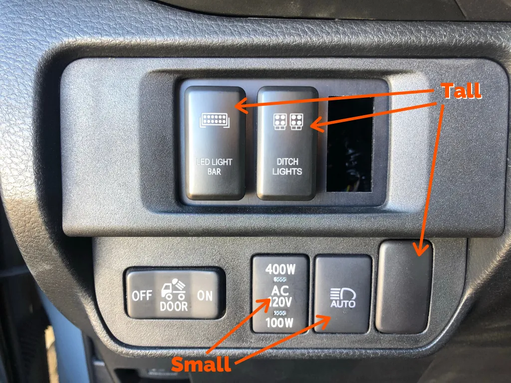 Small Style Toyota OEM Style "LED LIGHT BAR" Switch BY CALI RAISED LED